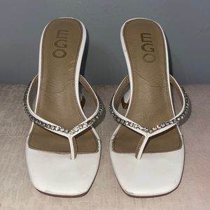 Ego White Thong Heels